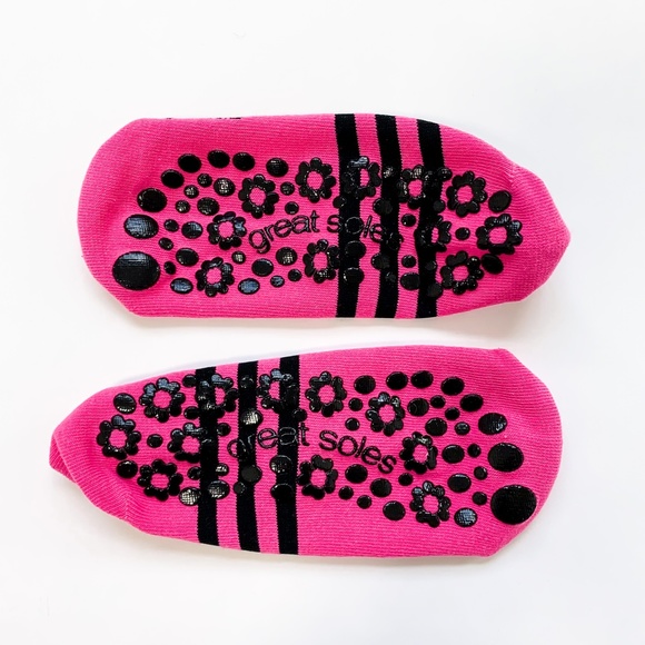 Great Soles Ballet Non Slip Grip Socks for Barre Pilates Yoga Pink Black - Picture 8 of 9